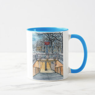 Mug Entrée vintage de métro d'aquarelle des
