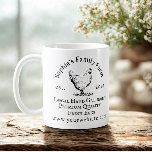 Mug Entreprise de Ferme de Poulets Rustique Texte Noir