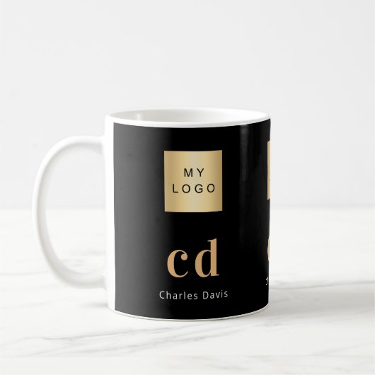 Mug Entreprise de nom de monogramme en or noir (Gauche)