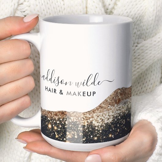 Mug Entreprise de script pailleté noir et or époustouf