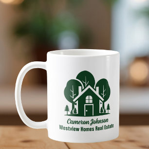 Mug Entreprise Immobilière Personnalisée Maison Verte