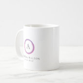 Mug Entreprise Moderne Monogramme Rose et Violet (Devant gauche)