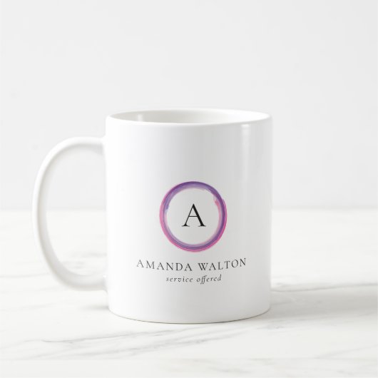 Mug Entreprise Moderne Monogramme Rose et Violet (Gauche)