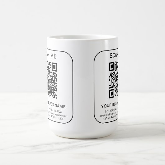 Mug Entreprise personnalisée Code QR Info Blanc Simple (Centre)