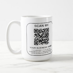 Mug Entreprise personnalisée Code QR Info Blanc Simple