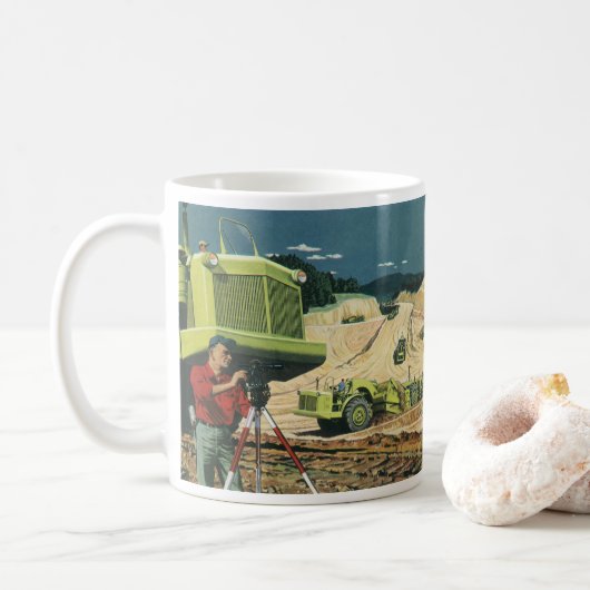 Mug Entreprise vintage, chantier de construction avec  (Avec donut)