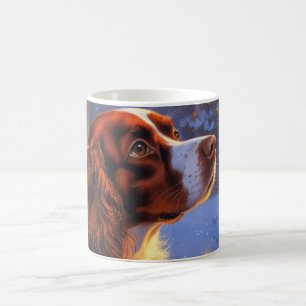 Mug Épagneul breton avec lumières de Noël vacances 