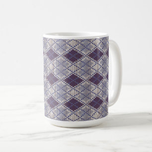 MUG ÉPAIS ARGYLE PRUNE HAUT BLANC