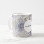 Mug Éperche Florale Blanche Violet Or (Devant gauche)