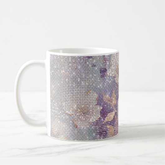 Mug Éperche florale violette en or glam (Gauche)