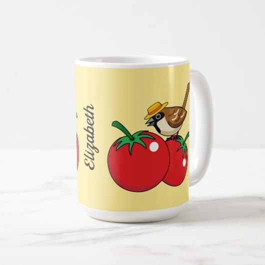 Mug Épervier de Louvain biologique mangeant de la toma (Devant droit)