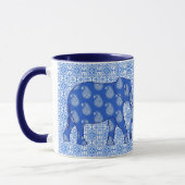 Mug Éphant de Paisley - bleu cobalt et blanc (Gauche)