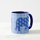 Mug Éphant de Paisley - bleu cobalt et blanc (Devant droit)