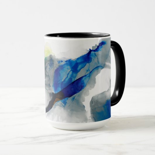 Mug Ephéméral - Bleu et gris (Devant droit)