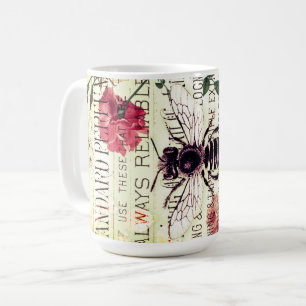 Mug Ephémère du bouquet de roses d'abeilles vintages