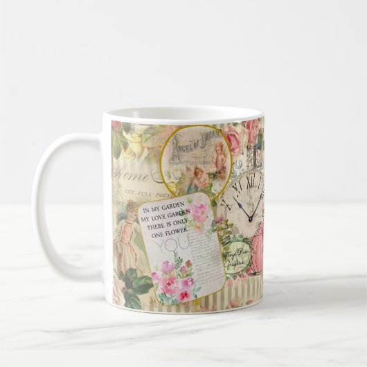 Mug Ephémère victorienne chic, anges et Roses (Gauche)