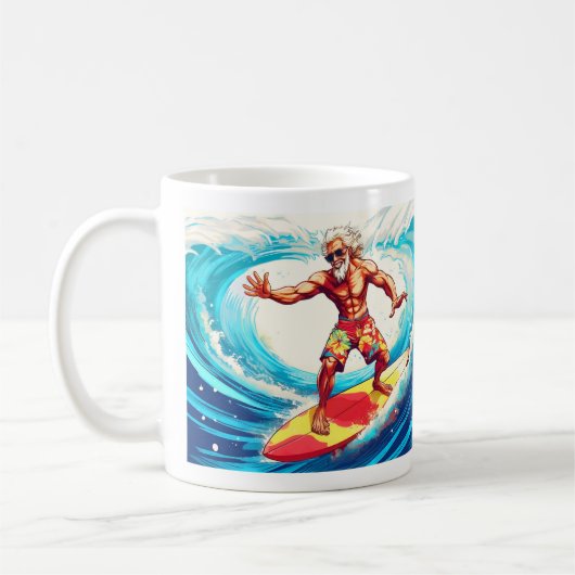 Mug Epic Senior Surfer Riding Vagues avec style (Gauche)