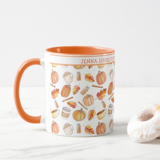 Mug Épice Citrouille de chute de lunettes à deux tonal (Avec donut)