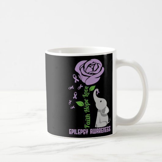 Mug Epilepsy Awareness Faith Hope Love Flower Elephant (Droite)