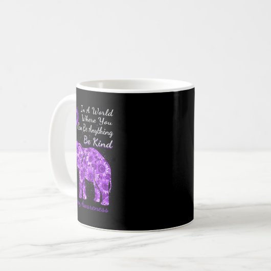 Mug Epilepsy Awareness Sunflower Elephant Be Kind  (Devant gauche)