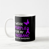 Mug Epilepsy I Wear Purple For My Husbynd Ribbon (Gauche)