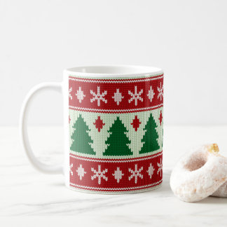 Mug Épinettes et flocons de neige tricotés