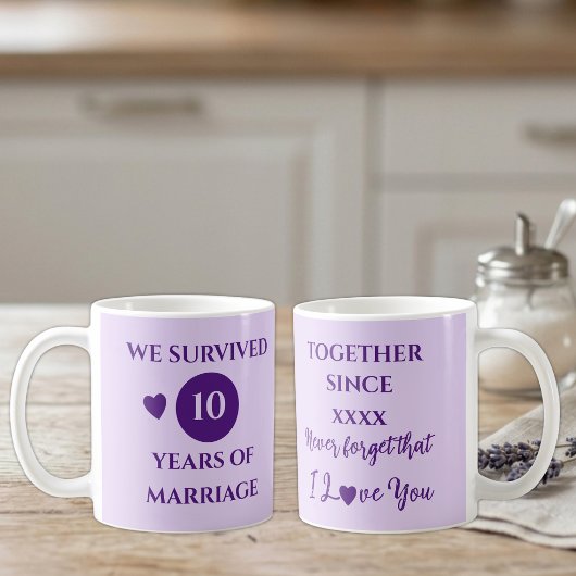 Mug Épouse 10 ans de mariage année pourpre