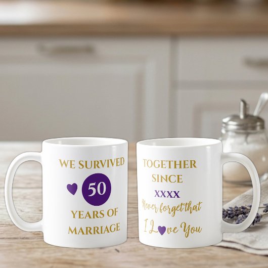 Mug Épouse 50 ans de mariage année pourpre