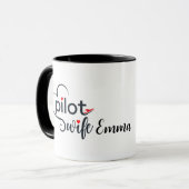 Mug Épouse de pilote Typographie & Avion Simple,Minima (Devant gauche)