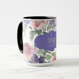 Mug "Épouse, env. 19xx" Floral aquarelle sur café