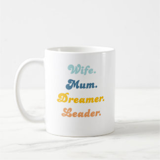 Mug Épouse Maman Rêveuse Leader Typographie Rétro Groo
