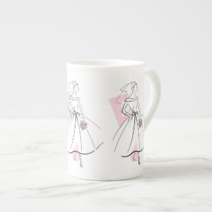 Mug Épouse Mode rose en porcelaine fine
