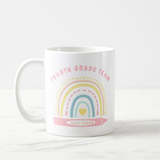 Mug Équipe de 4e année Enseignant retour à l'école (Gauche)