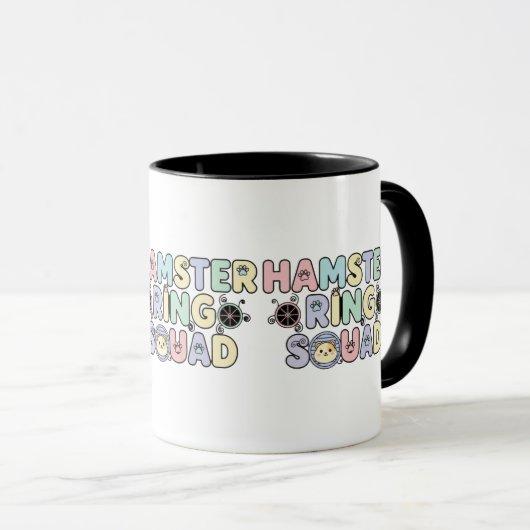 Mug Équipe de Bague de Hamster Mignon Design Pastel (Devant droit)