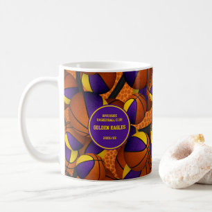 Mug équipe de basket-ball en or violet couleurs nom de