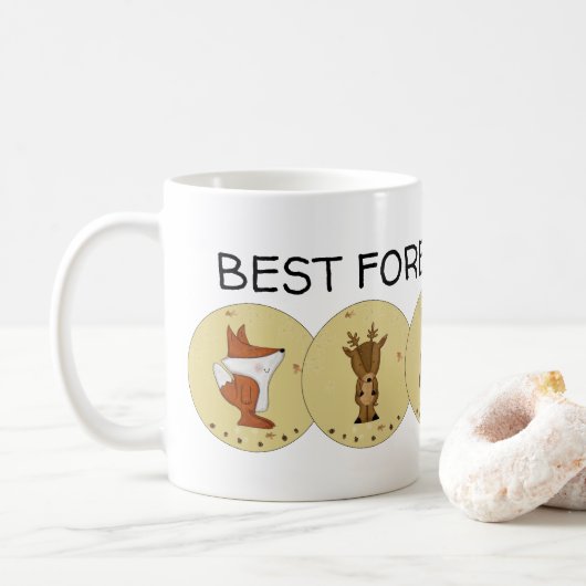 Mug Équipe de bois - Meilleurs amis forestiers/ Indivi (Avec donut)