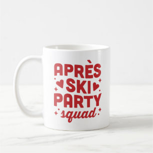 Mug Équipe de fête après-ski vacances esthétique rouge