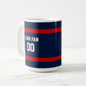 Mug Équipe de football en bleu profond, rouge et blanc (Devant gauche)