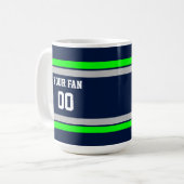 Mug Équipe de football marine, vert et gris personnali (Devant gauche)