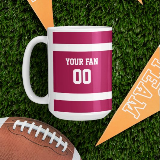 Mug Équipe de football rouge et blanc personnalisée