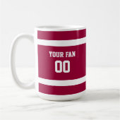 Mug Équipe de football rouge et blanc personnalisée (Gauche)