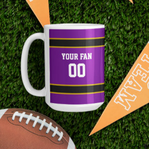 Mug Équipe de football violet, noir et or Personnalisé