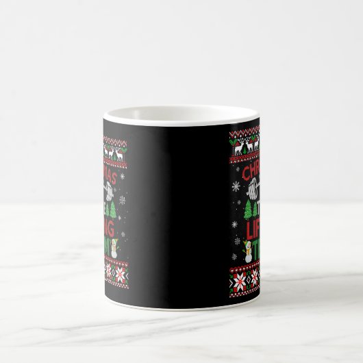 Mug Équipe de levage d'arbre de Noël Drôle laide pull (Centre)