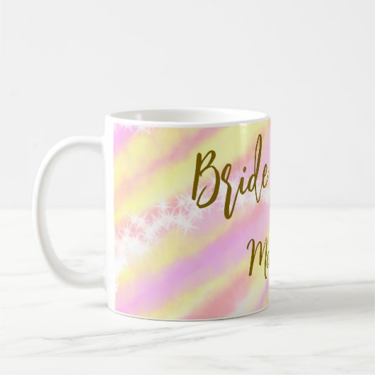 Mug Équipe de mariée paillettes rose pastel doré (Gauche)