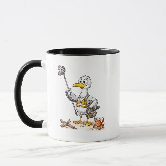 Mug Équipe de nettoyage de la plage de Comic Bird (Gauche)