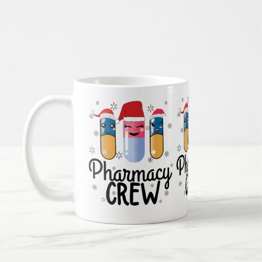 Mug Équipe de pharmacie. T-shirt de Noël du pharmacien (Gauche)