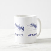 Mug Équipe de rameurs de l'équipe d'aviron Blue Rowing (Devant droit)