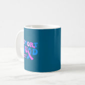 Mug Équipe de soutien Ruban Bleu Rose Graphisme (Devant gauche)