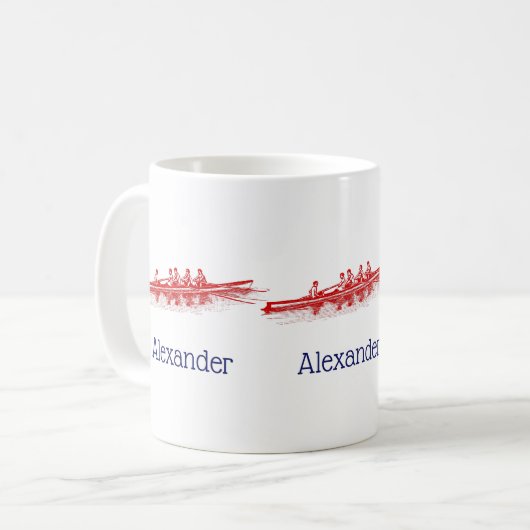 Mug Équipe de sports nautiques Red Rowing Rowers (Devant gauche)