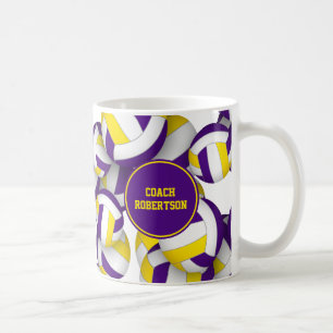 Mug équipe de volley-ball couleur or violet cadeau pou